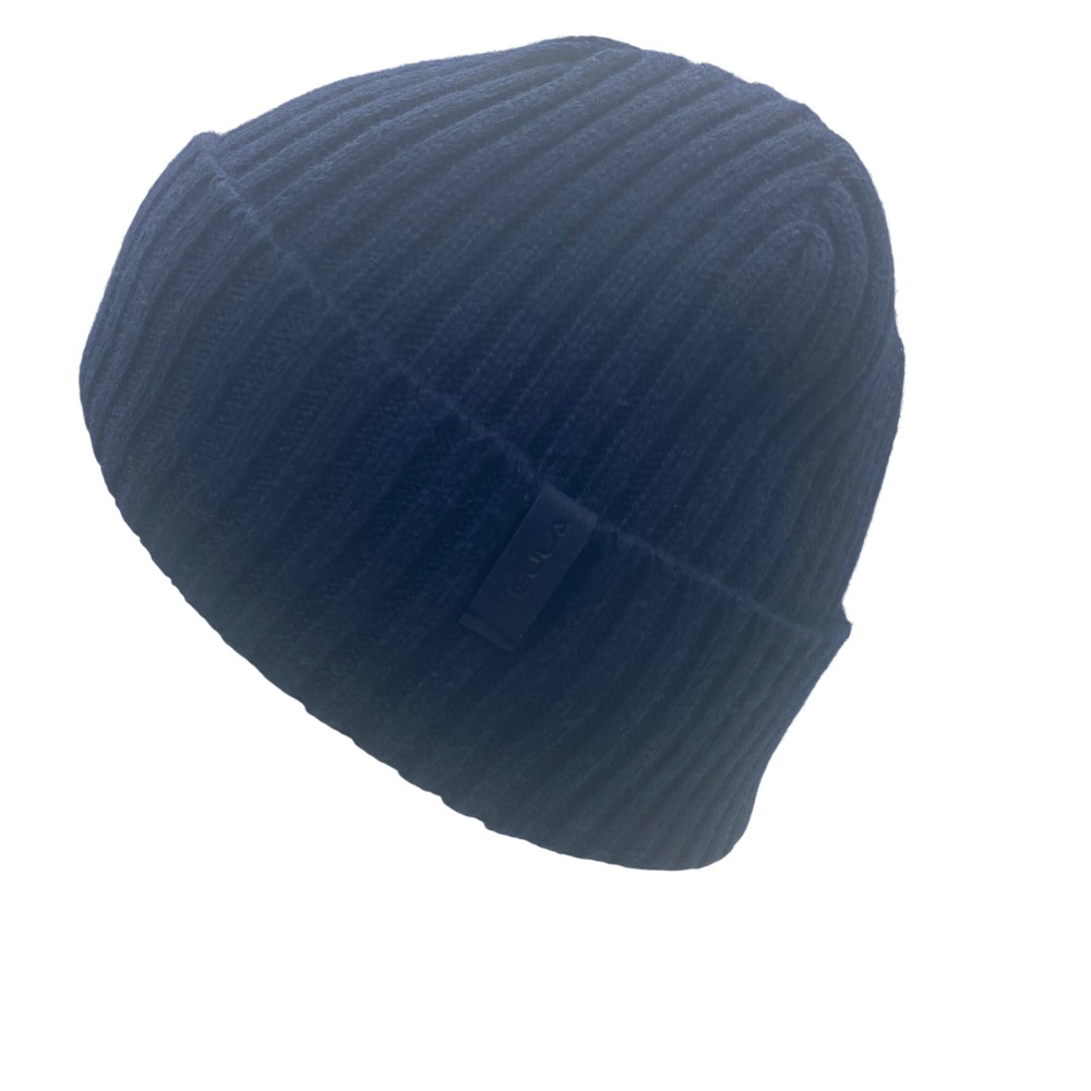 Bula Mens Merino Wool Blend Ribbed Beanie Navy Blue Fleece Lined Winter Hat‎ OS